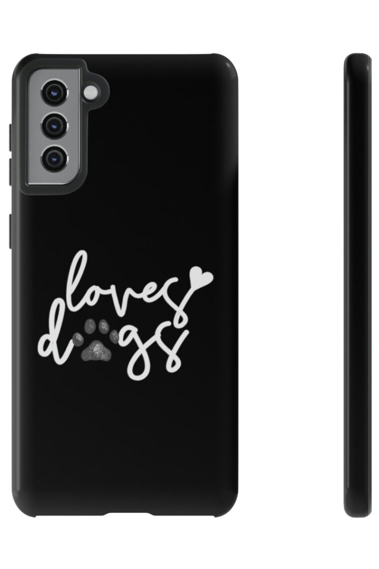 Loves Dogs (black, white logo) Tough Phone Cases - Image 39