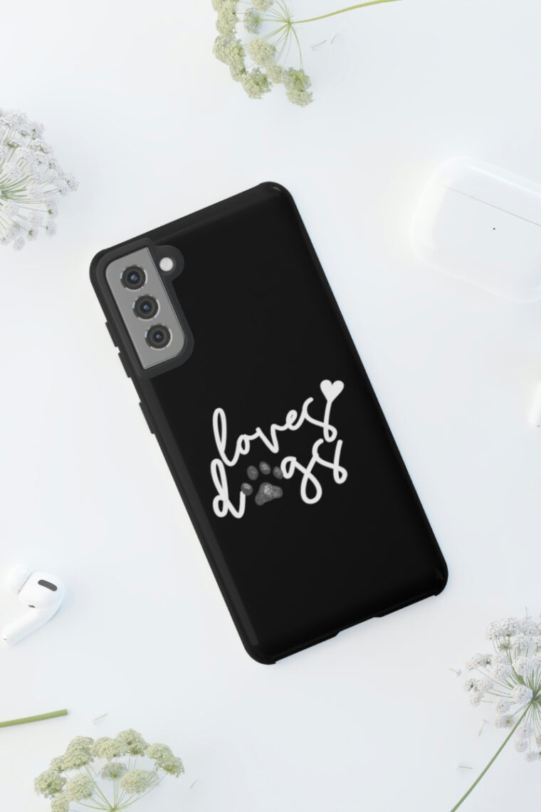 Loves Dogs (black, white logo) Tough Phone Cases - Image 40