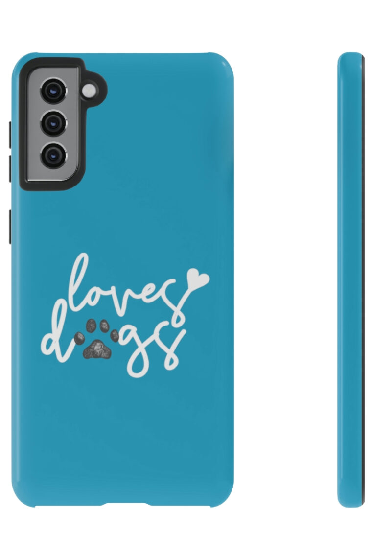 Loves Dogs (turquoise, white logo) Tough Phone Cases - Image 39