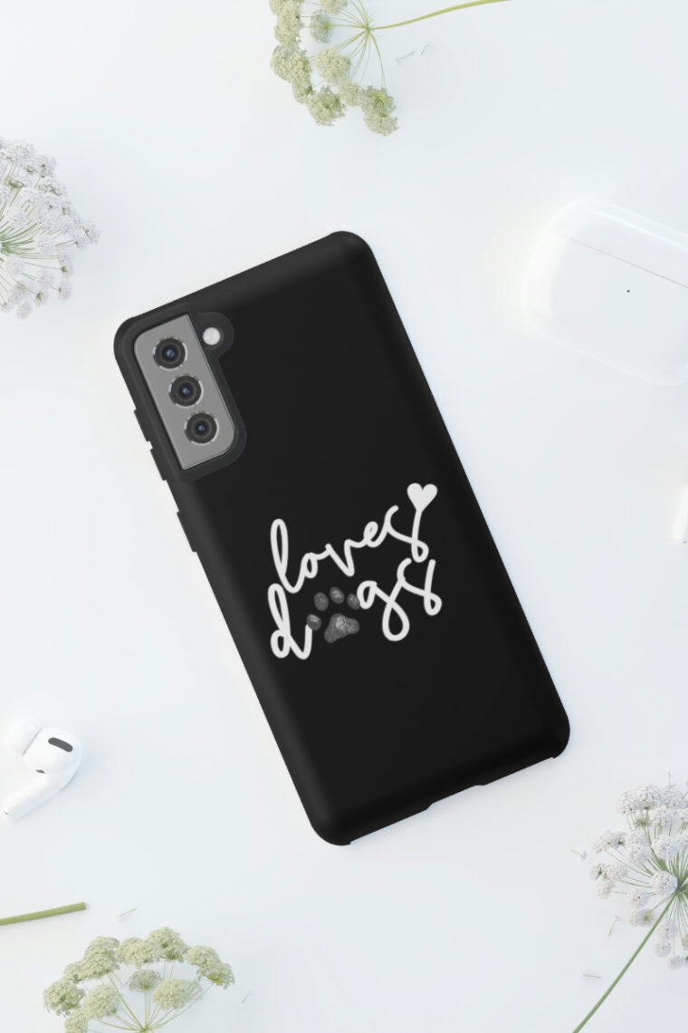 Loves Dogs (black, white logo) Tough Phone Cases - Image 42