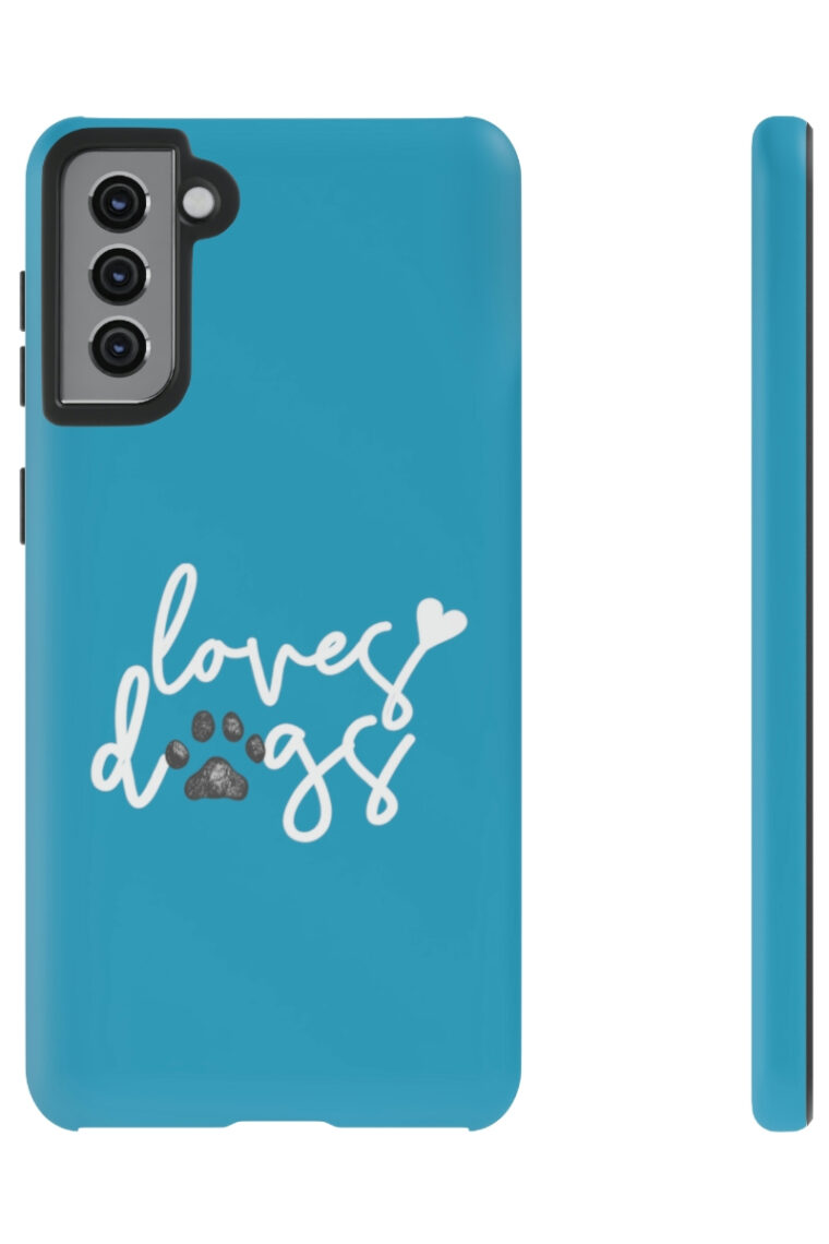 Loves Dogs (turquoise, white logo) Tough Phone Cases - Image 41