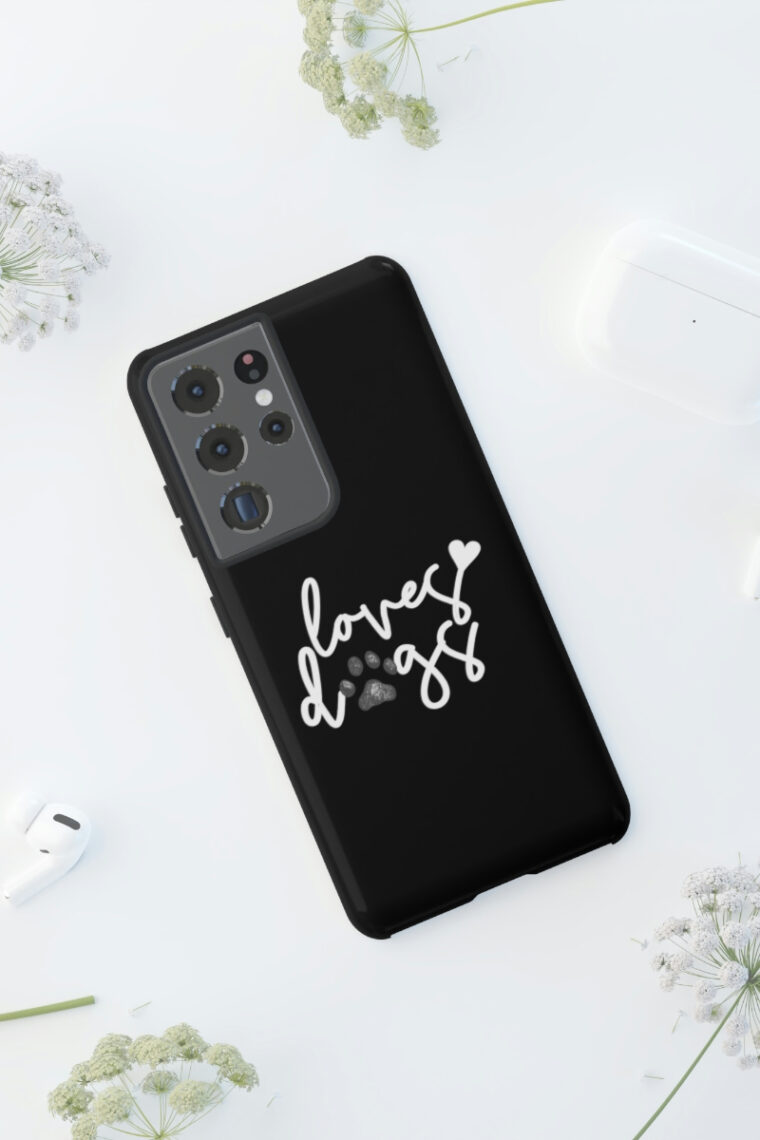 Loves Dogs (black, white logo) Tough Phone Cases - Image 44