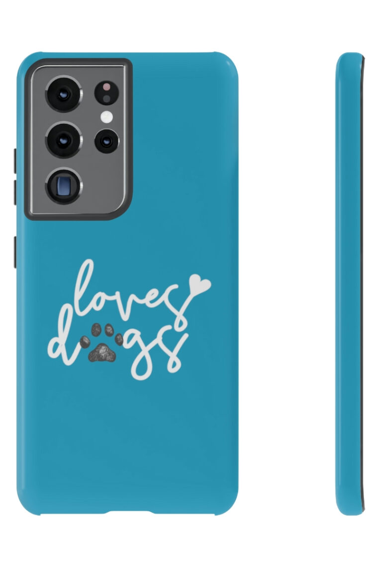 Loves Dogs (turquoise, white logo) Tough Phone Cases - Image 43