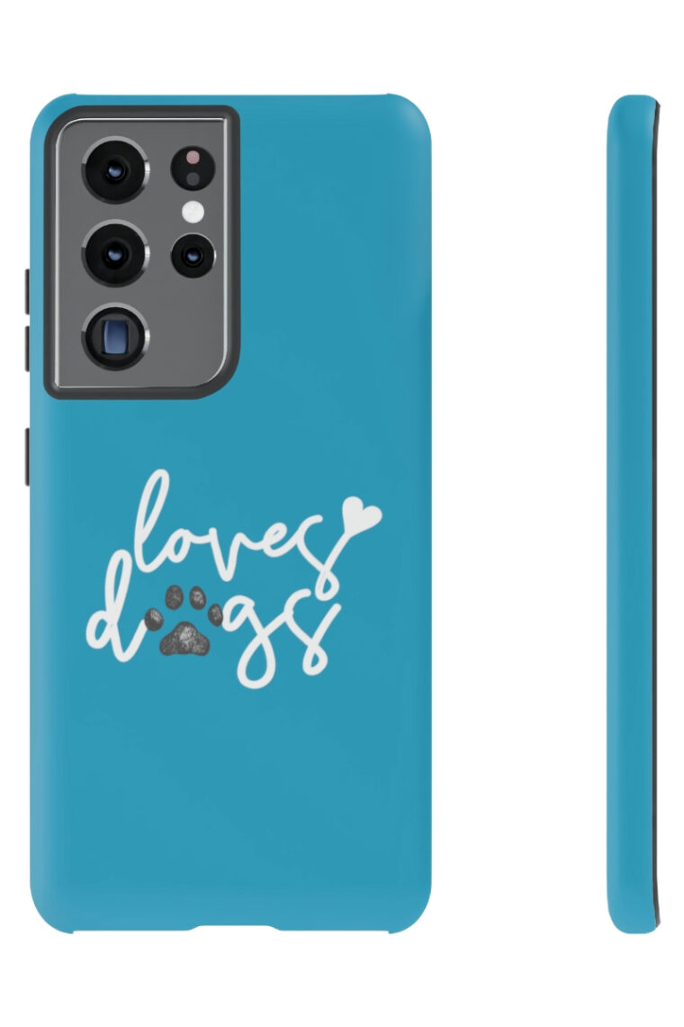 Loves Dogs (turquoise, white logo) Tough Phone Cases - Image 45