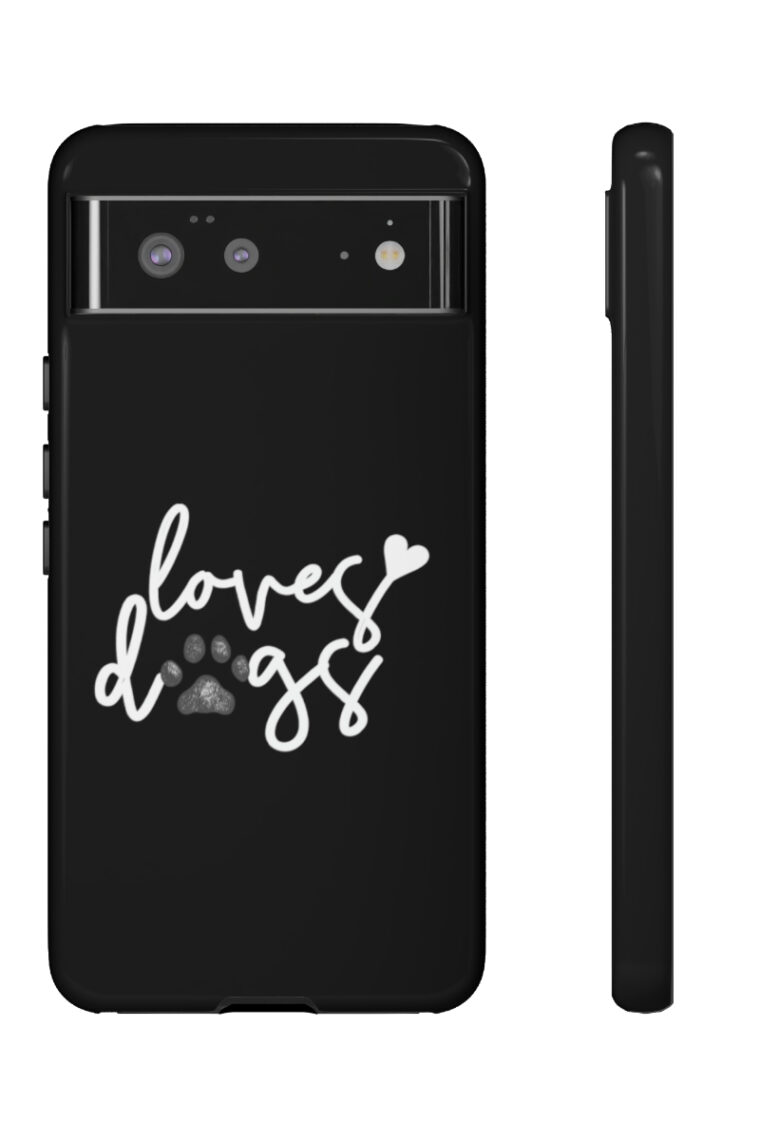 Loves Dogs (black, white logo) Tough Phone Cases - Image 3