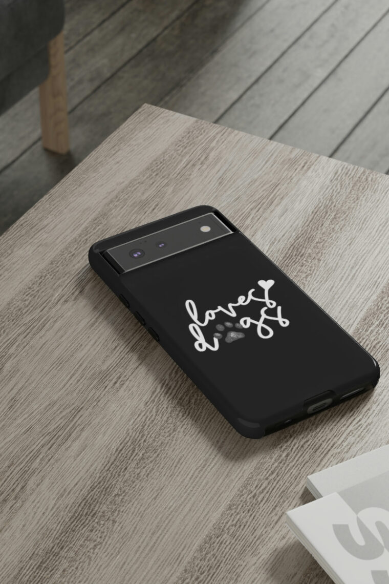 Loves Dogs (black, white logo) Tough Phone Cases - Image 4