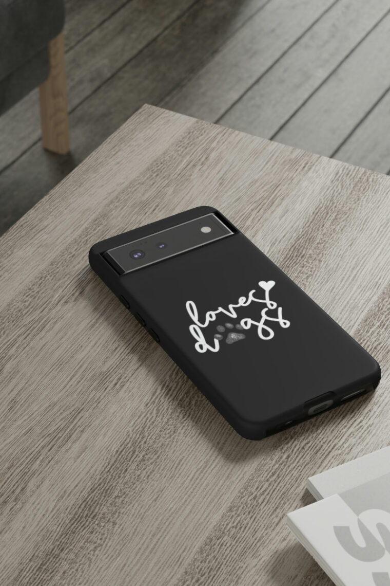 Loves Dogs (black, white logo) Tough Phone Cases - Image 6