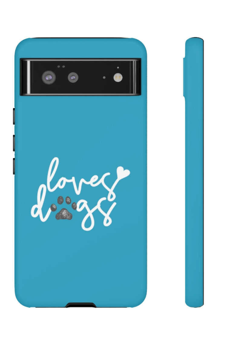 Loves Dogs (turquoise, white logo) Tough Phone Cases - Image 5