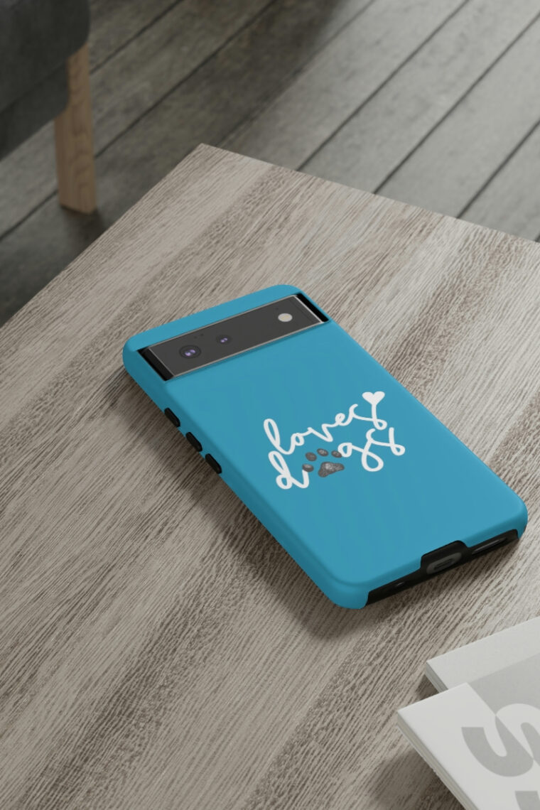 Loves Dogs (turquoise, white logo) Tough Phone Cases - Image 6