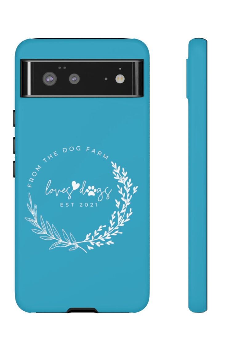 From The Dog Farm (turquoise, white logo) Tough Phone Cases - Image 5