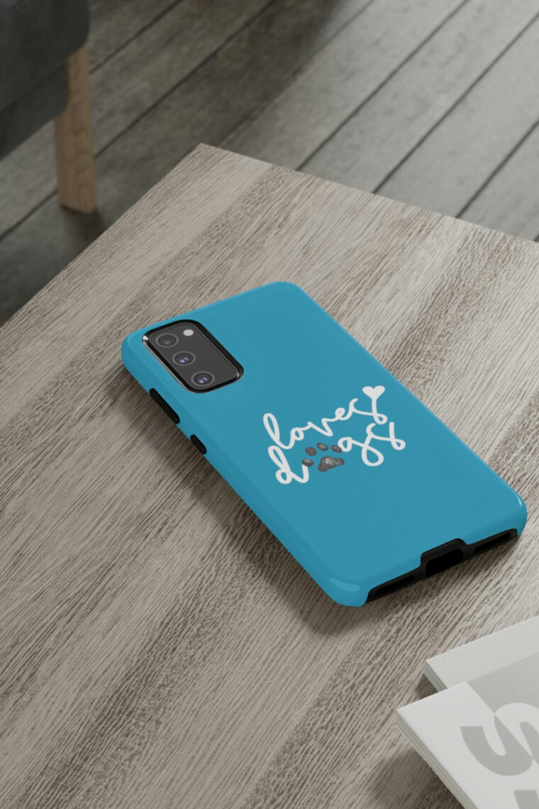 Loves Dogs (turquoise, white logo) Tough Phone Cases - Image 70