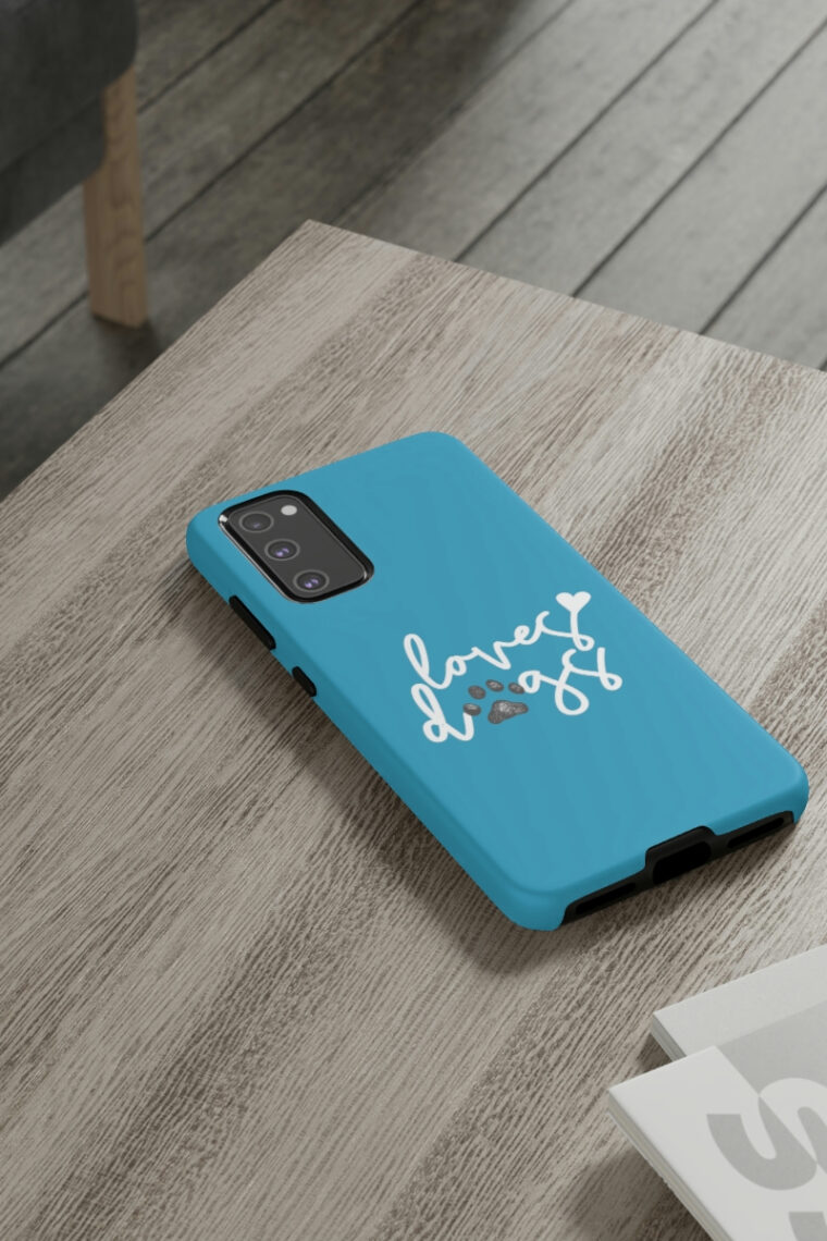 Loves Dogs (turquoise, white logo) Tough Phone Cases - Image 72