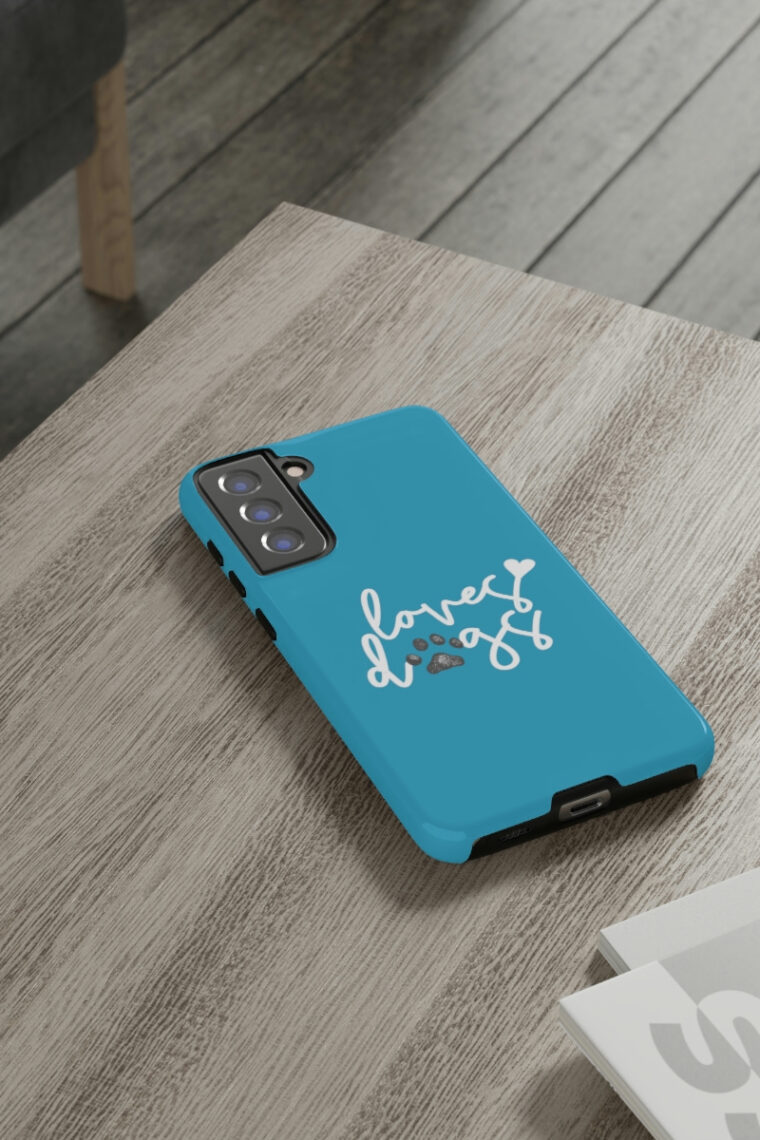 Loves Dogs (turquoise, white logo) Tough Phone Cases - Image 74