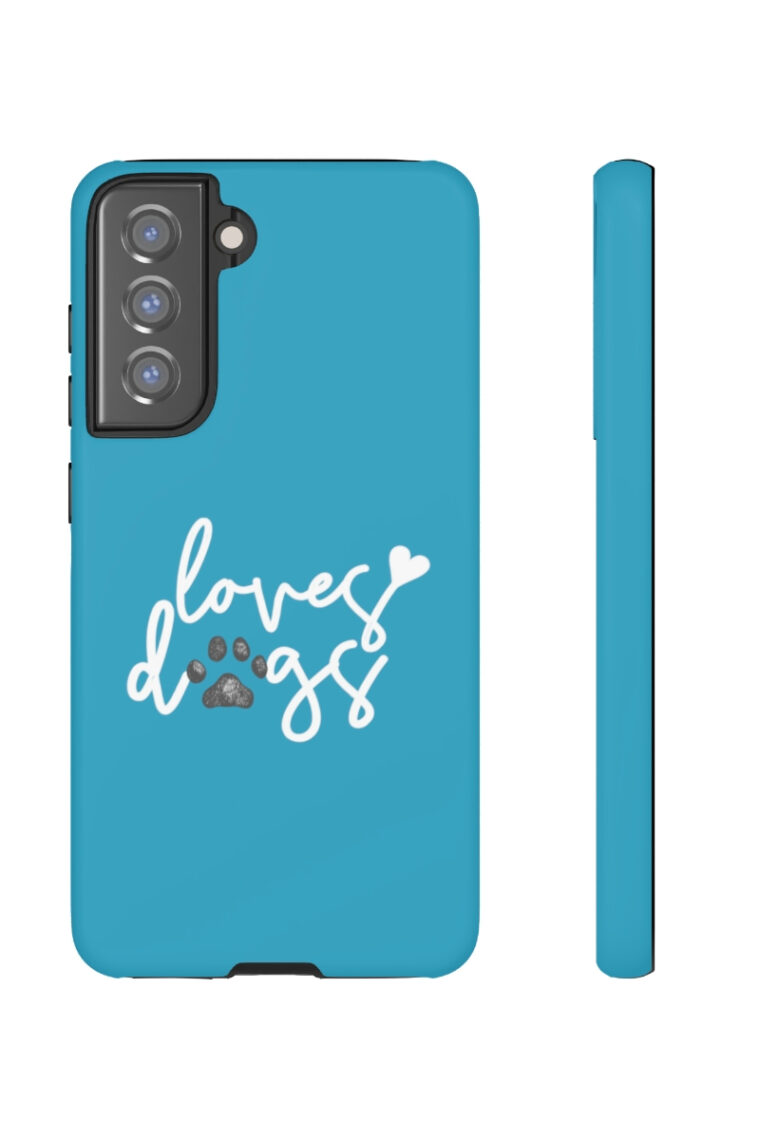 Loves Dogs (turquoise, white logo) Tough Phone Cases - Image 75