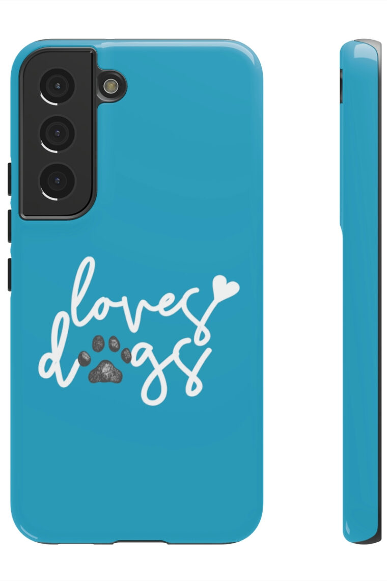 Loves Dogs (turquoise, white logo) Tough Phone Cases - Image 49