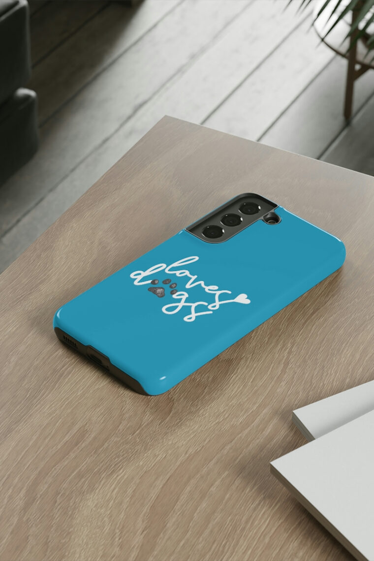 Loves Dogs (turquoise, white logo) Tough Phone Cases - Image 50