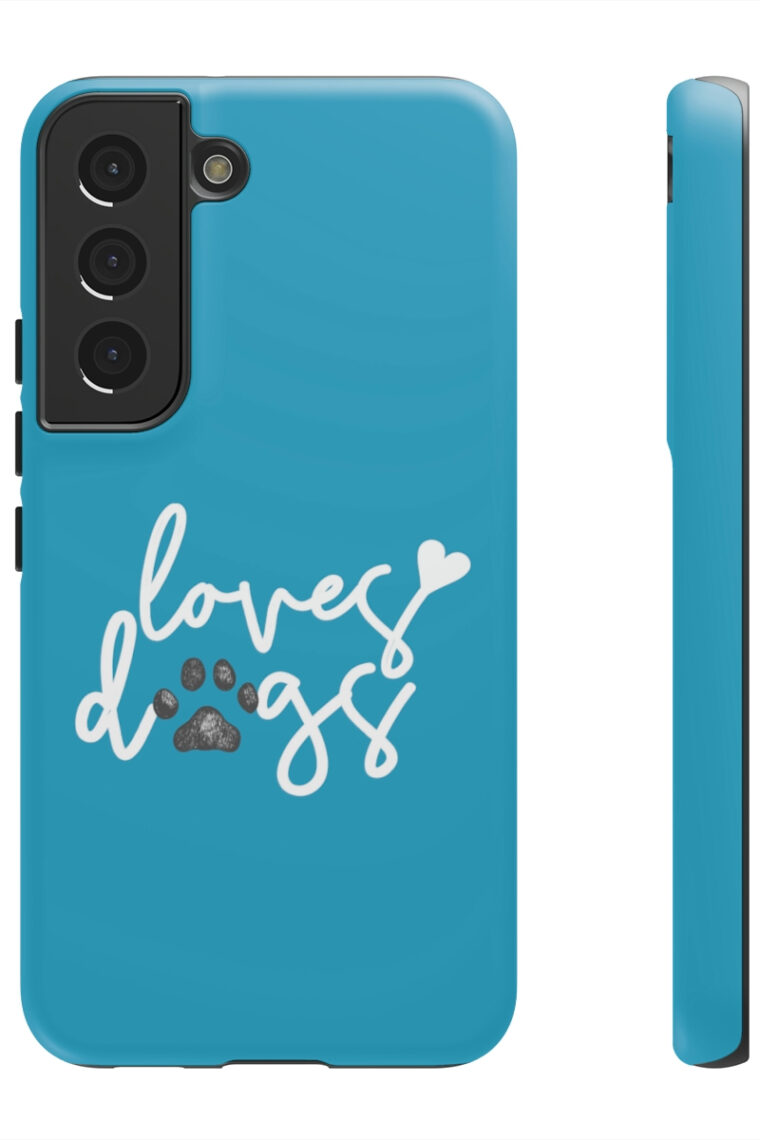 Loves Dogs (turquoise, white logo) Tough Phone Cases - Image 51