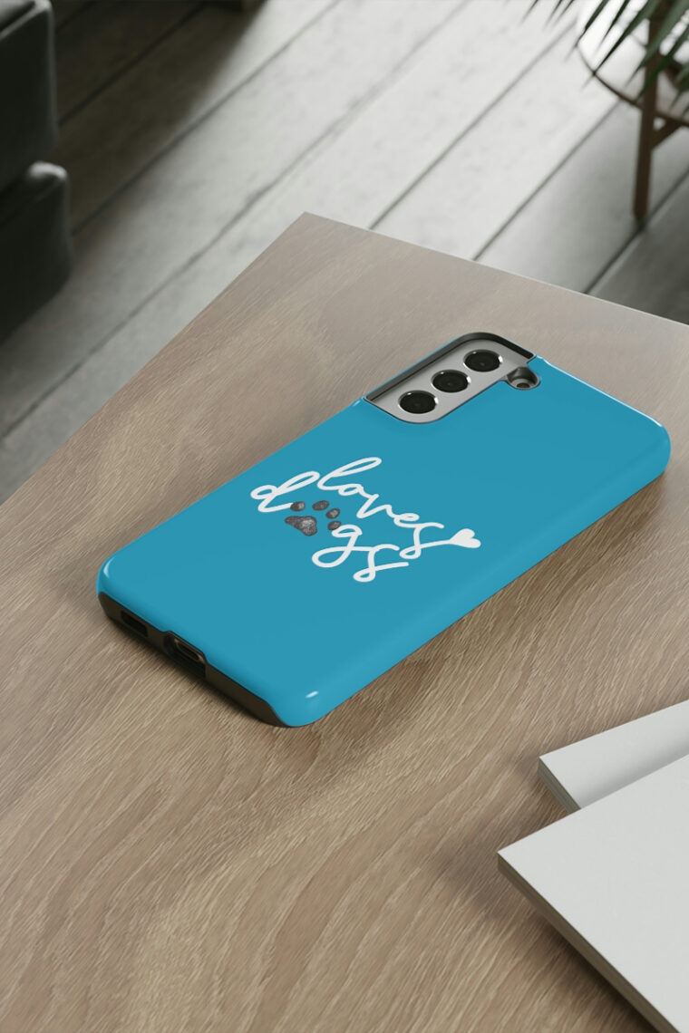 Loves Dogs (turquoise, white logo) Tough Phone Cases - Image 58