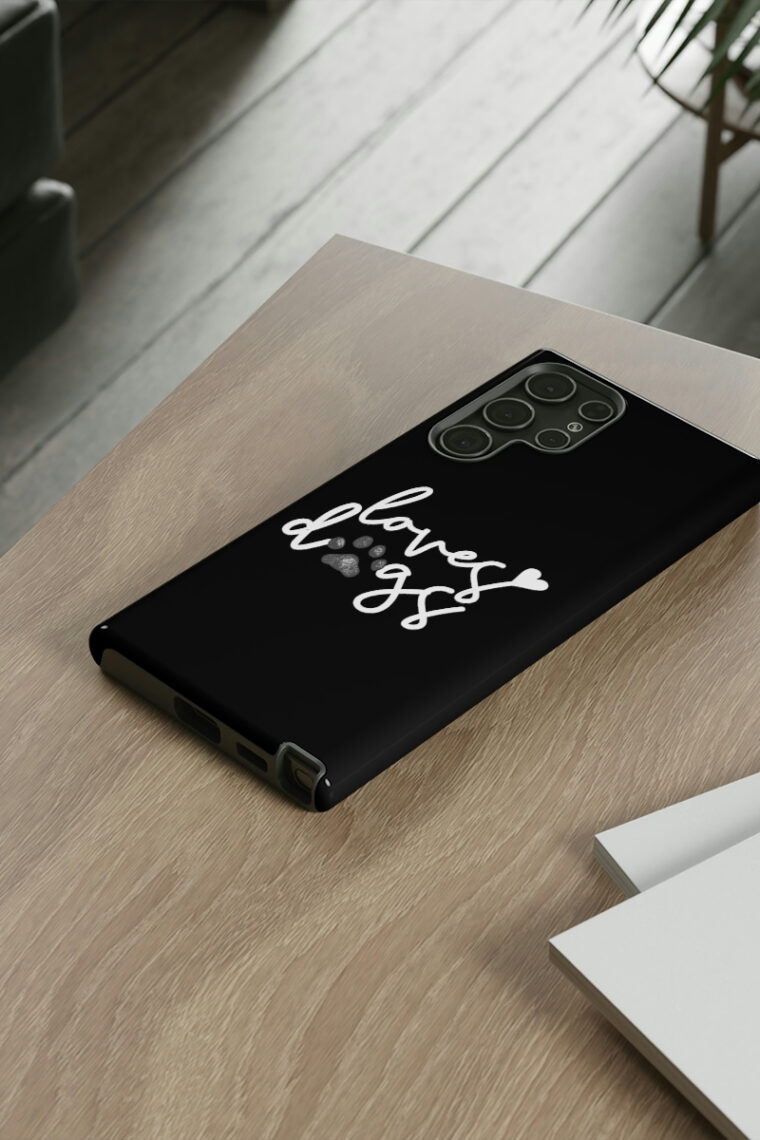 Loves Dogs (black, white logo) Tough Phone Cases - Image 62