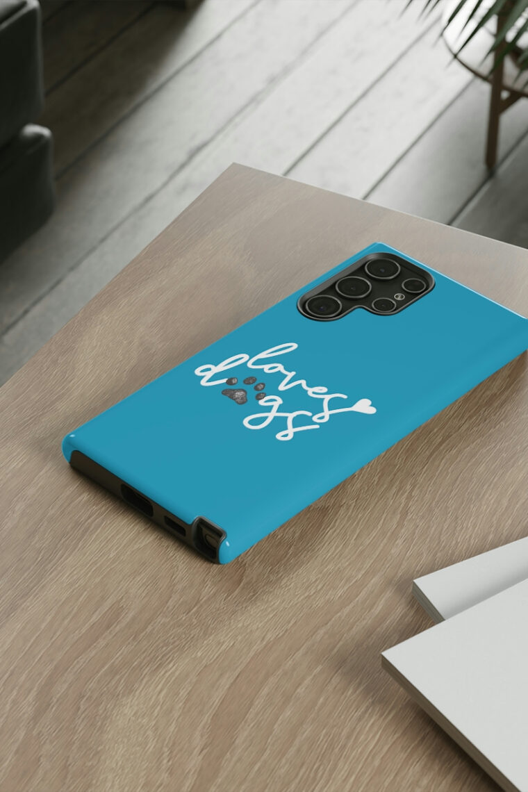 Loves Dogs (turquoise, white logo) Tough Phone Cases - Image 62