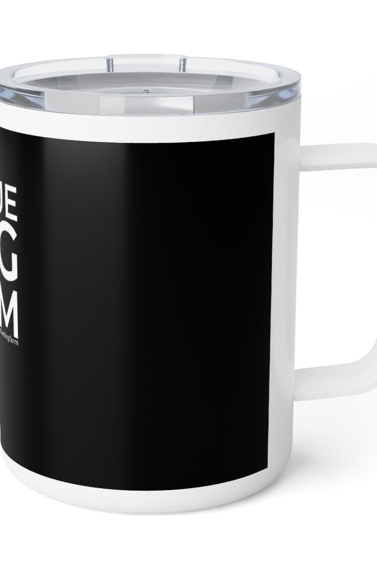 Rescue Dog Mom (white logo, black background) Insulated Coffee Mug, 10oz - Image 4