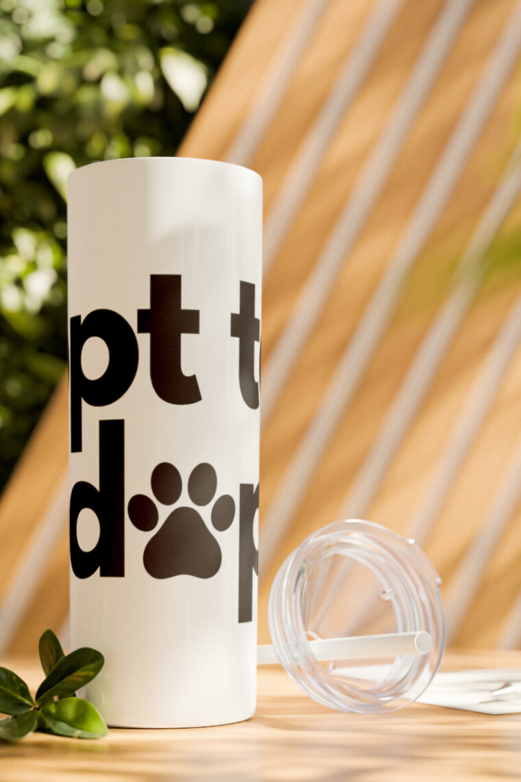 "Opt to Adopt" Skinny Tumbler with Straw, 20oz - Image 9